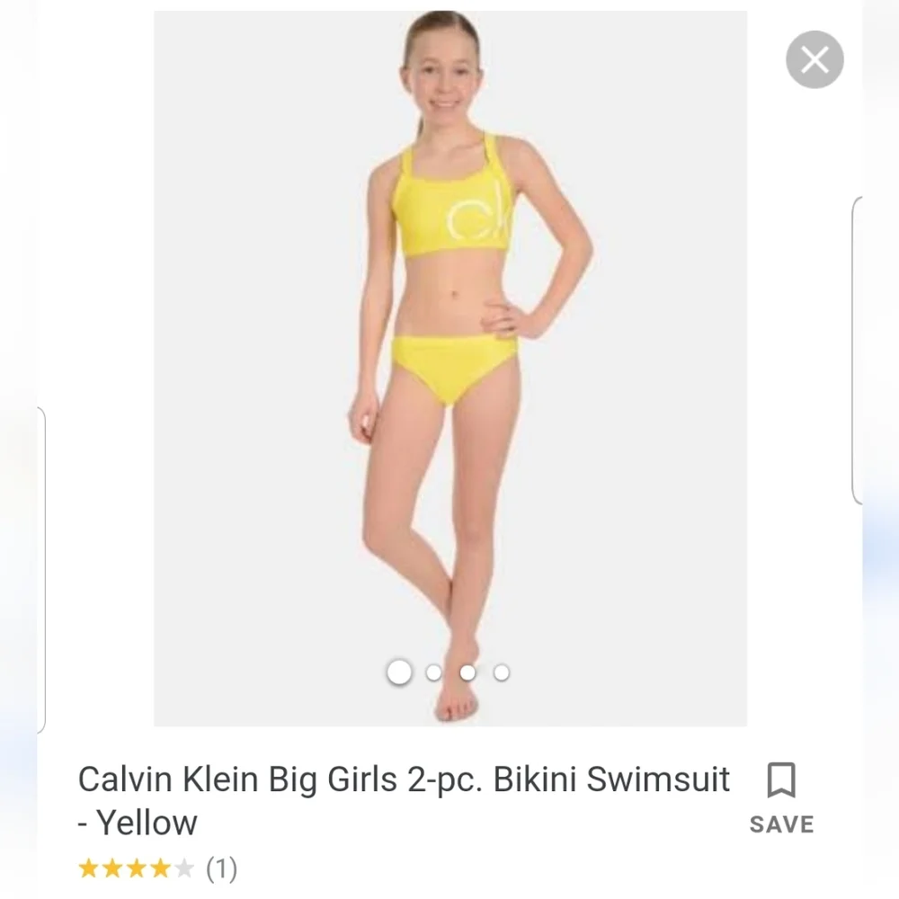 Calvin Klein Girls Swimsuit 2 Piece Bikini Yellow Size 8 - 10